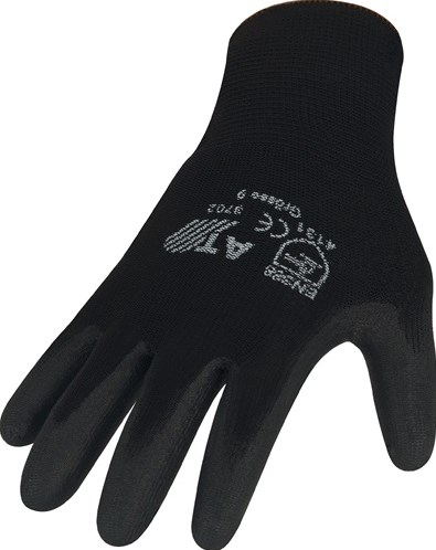 Asatex handschoen | maat 9 zwart | en 388 psa-categorie ii | nylon met polyurethaan | 12 paar - 3702/9 - 3702/9