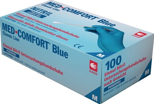 Ampri Wegwerphandschoen | maat M blauw | nitril | EN 374, EN 455 PSA-categorie III | 100 stuks - 01192-M - 01192-M