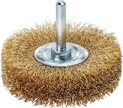 Lessmann Ronde borstel | d. 60 mm schacht 6 mm draaddikte 0,2 mm | messing 16 mm 15.000 omw/min | Max. toerental 15000 min-¹ | 1 stuk - 416543 416543