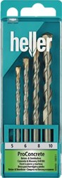 Heller Beton-/steenboorset | 4-delig | d. 5 / 6 / 8 / 10 mm | 1 stuk - 16873 16873