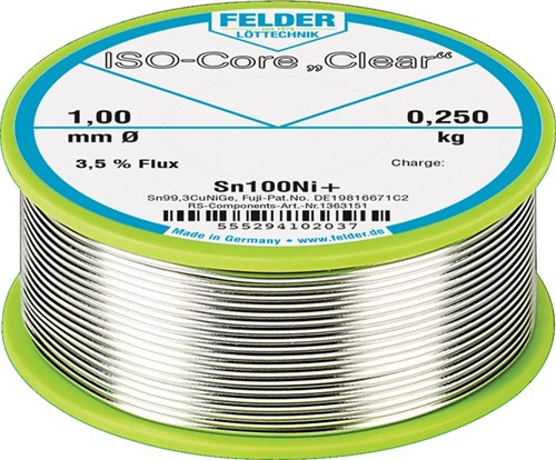 Felder Soldeerdraad | 2 mm | 100 g | Sn100Ni+ | 1 stuk - 5552942010 5552942010
