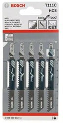 Bosch Accessoires 5x Basic voor hout decoupeerzaagblad T111C - 2608630033
