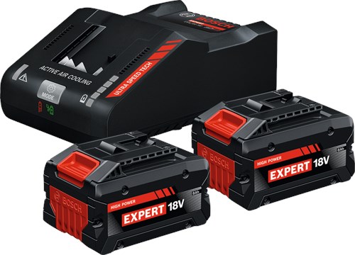 Bosch Blauw accu starterset exba18v-80 / 160 | 2x 8.0ah exba18v-80 accu + lader exal18v-160 - 1600a0373t