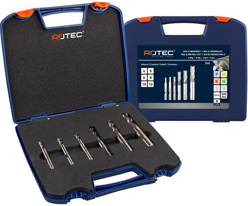 Rotec HSS-E vingerfrezenset '610', DIN 844, 6-dlg, ø4-12 - 6109412