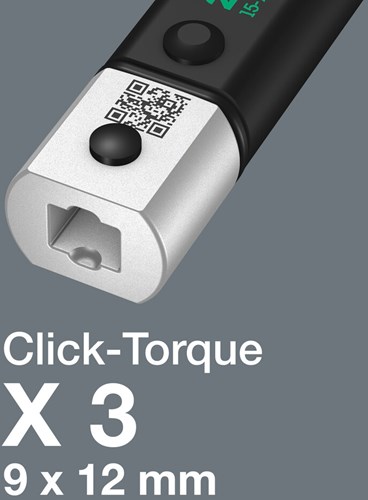 Wera Click-Torque X 3 draaimomentsleutel voor insteekgereedschappen, 9 x 12 mm, 20 - 100 Nm - 1 stuk(s) - 05075653001-2