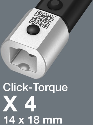 Wera Click-Torque X 4 draaimomentsleutel voor insteekgereedschappen, 14 x 18 mm, 40 - 200 Nm - 1 stuk(s) - 05075654001-2