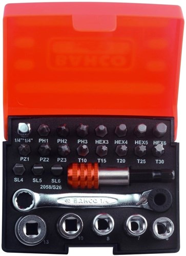 Bahco bit/dopsleutelset met ratel | 2058/S26-2