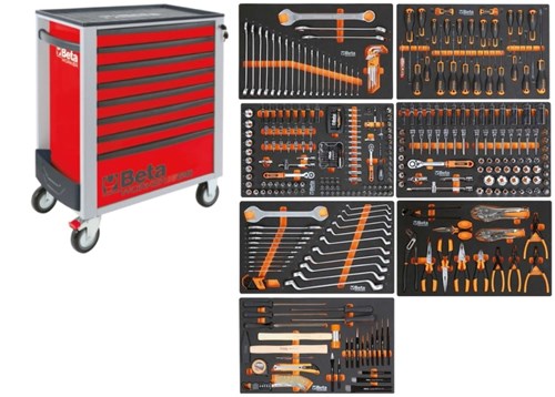 Beta BW 2400S R8/E-L Gereedschapswagen met 8 laden, gevuld met gereedschap | 398 Delig - 024006343
