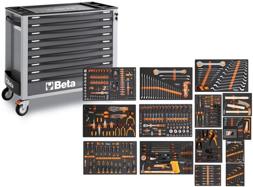 Beta BW 2400S XLG9/E-XL Gereedschapswagen met 9 laden, gevuld met gereedschap | 487 Delig - 024006362