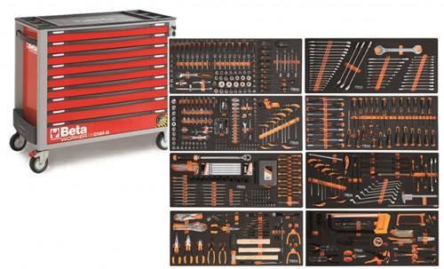 Beta BW 2400SXLR9/E-XXL Gereedschapswagen met 9 laden, gevuld met gereedschap | 716 Delig - 024006366