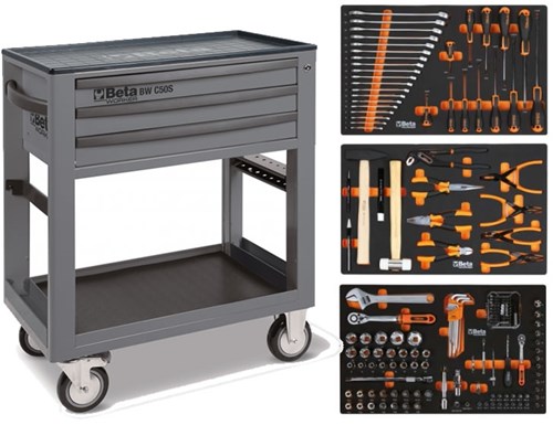Beta BW 5000S G/3M Service wagen | Grijs | 3 laden | 189 delig Assortiment - 050006332 