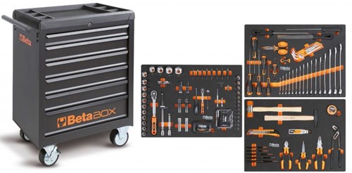 Beta BW C04BOX-A VU Gereedschapswagen | 6 laden | 196 delig assortiment -  024006201