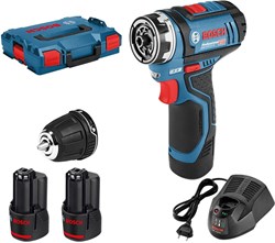 Bosch Blauw GSR 12V-15 FlexiClick Accuschroefboormachine + GFA 12-B | 10.8V (2x 2.0Ah accu + lader) - 06019F6001