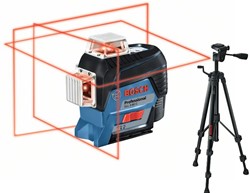 Bosch Blauw GLL 3-80 C Kruislijnlaser op 4x AA batterijen + Statief BT 150 - 0601063R01