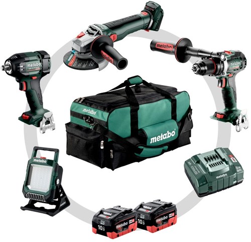 Metabo Combo Set 4.3.2 | Accu combiset 18V BS 18 LTX BL + SSW 18 LTX 400 BL + WB 18 LTX BL 11-125 Q + BSA 18 LED in gereedschapstas (2x 10.0Ah LiHD accu + ASC 145 lader) - 685209000