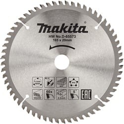 Makita Accessoires D-65573 Cirkelzaagblad | div. materialen | 165x20x2,2 | 60T | 5g - D-65573