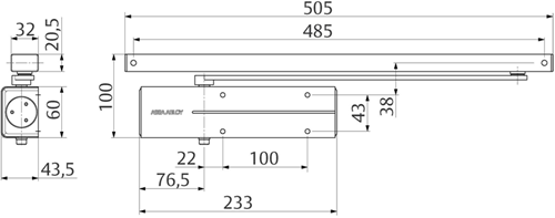 ASSA ABLOY DC135 Design deurdranger EN 3 | inclusief glijarm | kleur zwart (RAL 9005). | 180-15 ° - A000307012-2