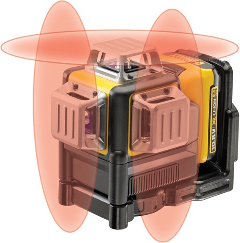 DeWalt DCE089D1R zelfnivellerende kruislijnlaser 12V met 2.0Ah accu - rode laser - DCE089D1R-QW