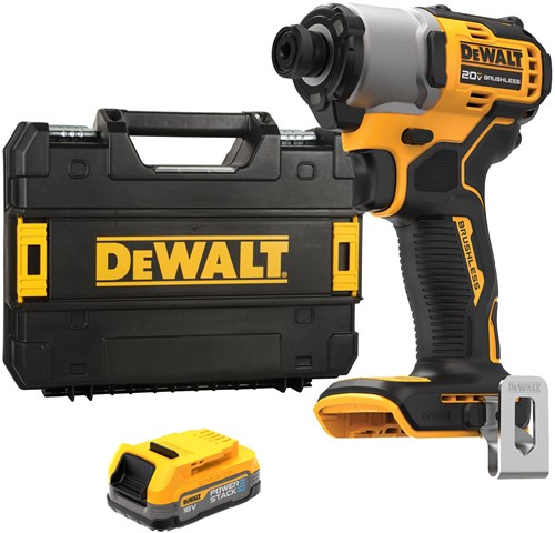 DeWalt DCF840E1T-XJ Accu Slagschroevendraaier | 1/4" | 18V XR Powerstack | in TS (1x 1.7Ah accu)