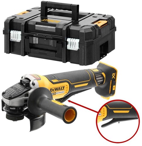 DeWalt dcg406nt-xj xr 18v accu haakse slijper met dodemansschakelaar 125 mm excl. accu's en lader in t-stak koffer - dcg406nt-xj afbeelding