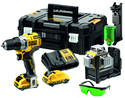 DeWalt DCK212D2T | Combiset | Schroef/boormachine DCD701 + Zelfnivellerende multilijnlaser | 12V XR | 3x 360° | Groen | 2x2.0Ah | in TSTAK - DCK212D2T-QW