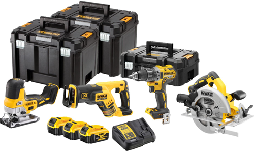 DeWALT DCK480P3T-QW | XR accu combiset 18V DCD791 + DCS335 + DCS570 + DCS367 in TSTAK (3x 5.0Ah accu + lader) - DCK480P3T-QW