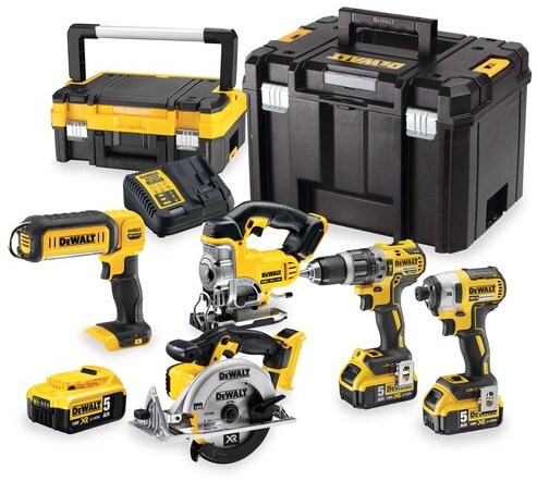 DeWalt DCK551P3T-QW | 18V XR 5-delige Combiset | DCD796 + DCF887 + DCS391 + DCS331 + DCL050 | 3x 5.0Ah accu en lader | 2 x TSTAK - DCK551P3T-QW