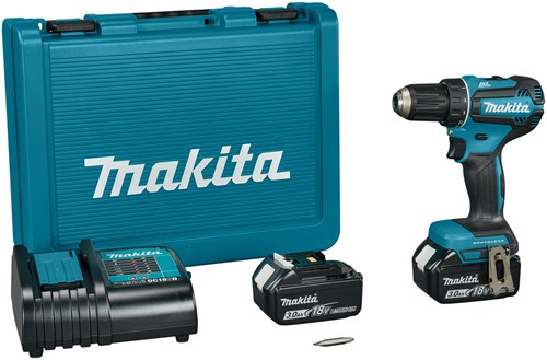 Makita DDF485SFE 18 V Boor-/schroefmachine brushless 3,0 Ah accu (2 st), lader, in koffer