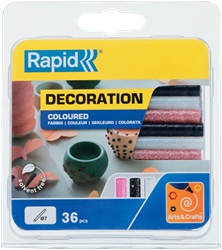Rapid Lijmpatronen gekleurd | Glitter wit, zwart en roze | 7 mm x 90 mm | 36 stuks | Blister - 5001422
