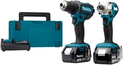 Makita DLX2339J 18V accuboormachine DDF482 + slagschroevendraaier DTD156 combiset (2x 3.0Ah accu) in Mbox - DLX2339J