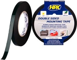 HPX Dubbelzijdige bevestigingstape | Zwart | 12mm x 10m - DM1210 DM1210