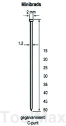 Dutack 1.2mm minibrads | 20mm | 5000 stuks - 5134029
