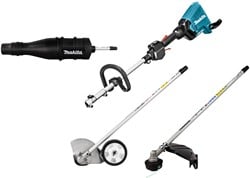 Makita DUX60ZX9 | 2x18 V Combisysteem + Bosmaaier-, Kantensnijder- en Bladblazer opzetstuk | Zonder accu's & Lader