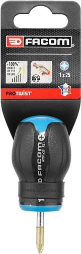 Facom ATD - Protwist® Schroevendraaier voor Pozidriv® Kruiskopschroeven - Kort Bled | 1 x 25 mm - ATD1X25PB