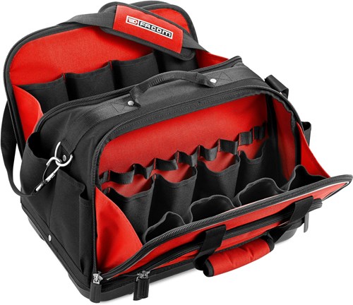 WELKINLAND 45-Vak Gewaxt Canvas Gereedschapstas, 40,6 cm Heavy-Duty Elektriciëns Gereedschapstas met Harde Bodem & Snelle Toegang