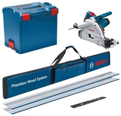 Bosch Blauw GKT 55 GCE Professional Invalcirkelzaagmachine | Set | 1400 W | 2 x geleiderail | 165 mm zaagblad - 0615990M9B