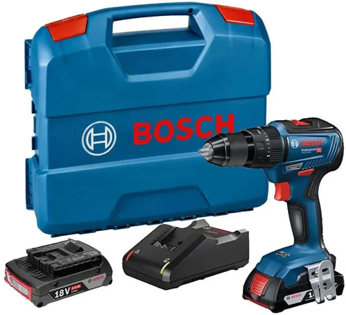 Bosch Blauw GSB 18V-55 Accuschroefboormachine | 2 x 2,0 Ah accu + Snellader | In L-Case - 06019H5305