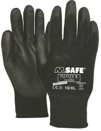M-Safe Pu-Flex Werkhandschoen B 14-086 Zwart, Xl - 11408610 - 11408610
