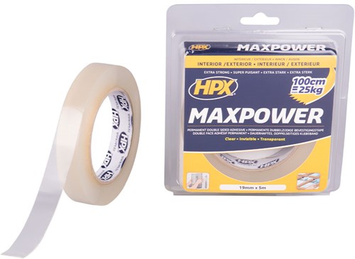 HPX Max Power Transparent bevestigingstape | 19mm x 5m - HT1905 HT1905