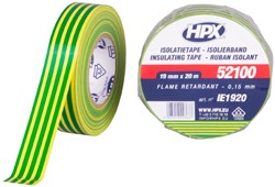HPX PVC isolatietape VDE | Geel/Groen | 19mm x 20m - IE1920 - 10 stuks - IE1920