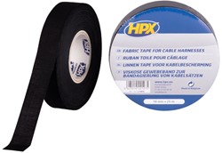HPX Linnen tape voor kabelbescherming | Zwart | 19mm x 25m - LI1925 - LI1925