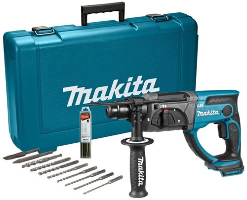 Makita DHR202ZKX6 18V Accu combihamer | SDS-PLUS | zonder accu's en lader in koffer met 10-delige SDS-plus borenset