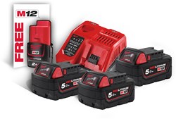 Milwaukee M18 NRG-503 - Multilader M12-18 FC + 3x M18 5.0 Ah accu