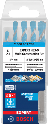 Bosch Accessoires EXPERT Borenset HEX-9 | MultiConstruction | 4-delig | 4/5/6/8 - 2608902289-2