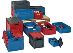 LA-KA-PE Transportstapelbak | L400xB300xH270mm | grijs PP zware belasting greepopening | zijwanden gesloten | 1 stuk - VTK 400/270-0 GRAU VTK 400/270-0 GRAU