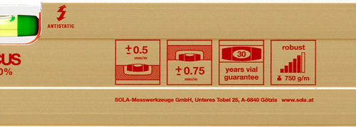 Sola Stelwaterpas AZH4/200, 200cm 4 libellen 0,50mm/m stelvoetjes - 01051701-3