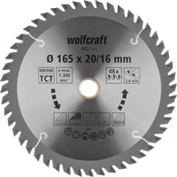 Wolfcraft Handcirkelzaagblad | HM | 48 Zähne | Ø165 x 20/16mm | 1 stuk - 6631000