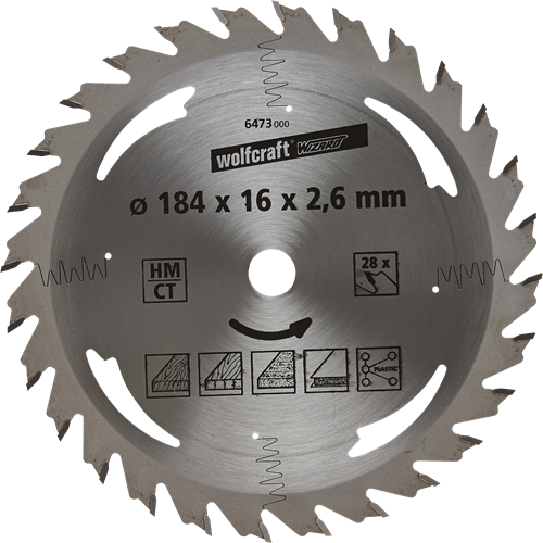 Wolfcraft Handcirkelzaagblad | HM | 28 Zähne | Ø184mm | 1 stuk - 6473000