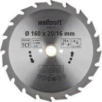 Wolfcraft Handcirkelzaagblad | HM | 20 Zähne | Ø160mm | 1 stuk - 6368000