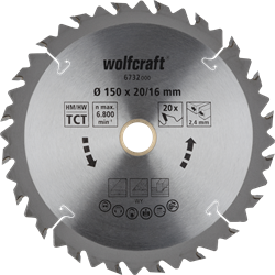 Wolfcraft HM Cirkelzaagblad | 20 td | Ø150 x 20 x 2,4mm | 1 stuk - 6732000
